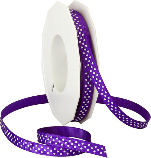 Morex Ribbon Swiss Dot Polyester Grosgrain Ribbon, 3/8-Inch by 20-Yard Spool, Purple...