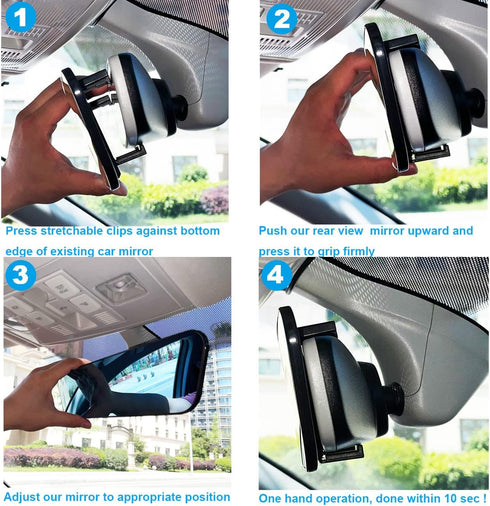 Rear View Mirror, 11.8 Inch Panoramic Anti-Glare Rearview Mirror, Car Interior Clip-On Wide Angle Rear View Mirror to Reduce Blind Spot Effectivel...