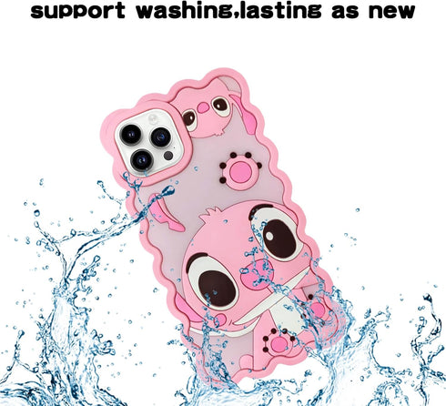 Compatible with iPhone 15 Pro/14 Pro/13 Pro Case, Cute 3D Cartoon Cool Soft Silicone Animal Character Waterproof Protector Boys Kids Girls Cover S...