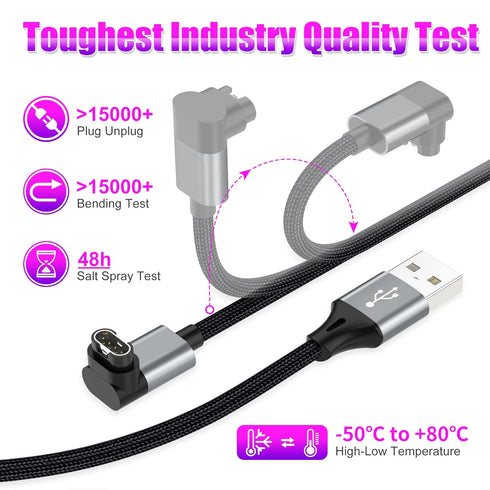 AGVEE 2 Pack 3.3ft Angled 90 Degree Braided Charger Cable Charing Cord for Garmin Watch Fenix 5 6 7, Vivoactive, Instinct, Venu, Tactix, Forerunne...