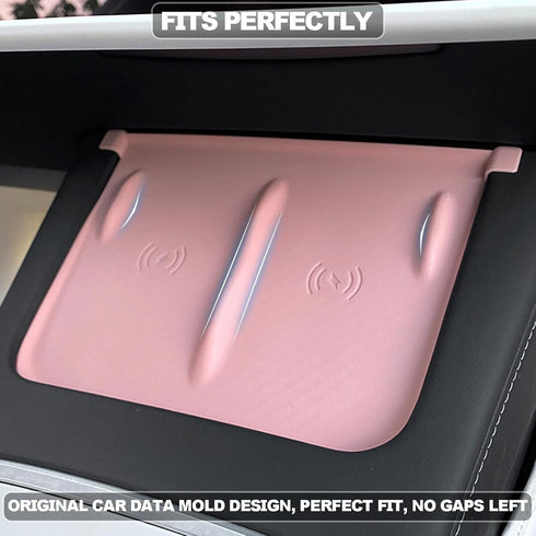 for Center Console Wireless Charger Mat Tesla Model Y Model 3 2023 2022 2021 Wireless Charging Mat Anti-Slip Silicone Phone Pad Model Y & 3 Interi...