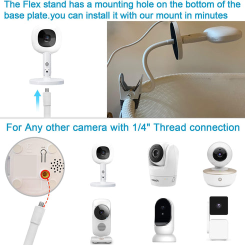 Baby Monitor Mount Compatible with Nanit Pro Smart Baby Monitor & Flex Stand,15.7 inches Flexible Long Gooseneck Arm Also for Cameras with 1/4 Scr...