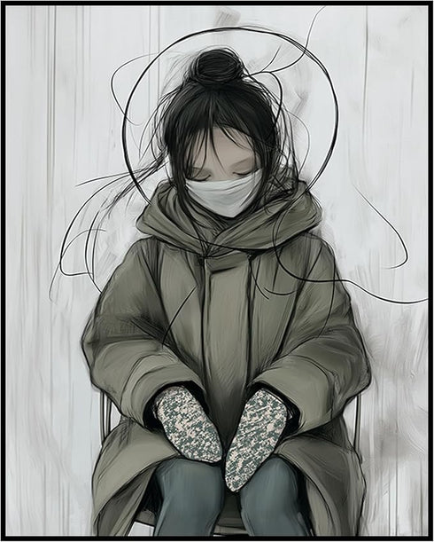 Posterizer 1 pcs-cute anime girl in winter with a mask and mittens -1-Kids Room Art Gift for Girls, Boys, Teens decor for Girls, Teens Bedroom- un...