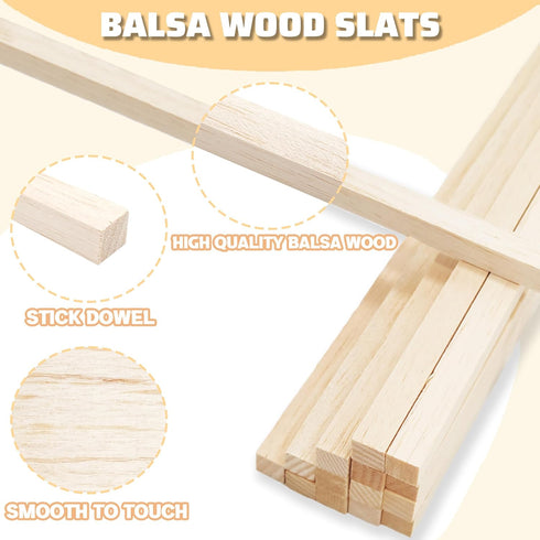 60Pcs Wood Square Dowel Rods 1/2 x 1/2 x 12 inch,Wood Squares for Crafts,Model Making Balsa Wood (1/2"x12"-60pcs)...