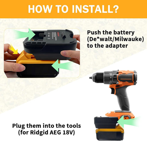 Adapter Convert for DeWalt/for Milwaukee to Ridgid AEG, DM18AR Battery Converter for DeWalt 20V&for Milwaukee M18 18V Lithium Battery to Work with...