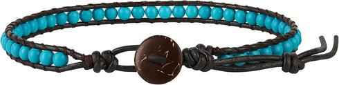 Infinityee888 Anklet Turquoise Bead 10 Inches Anklet Bracelet Woven with Leather Cord Handmade Hippie Bohemian Unisex Style Gift Idea for Men and ...