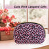 Small Pink Leopard Makeup Bag Half Moon Leopard Print Cosmetic Bag Portable Makeup Pouch Bag for Purse...