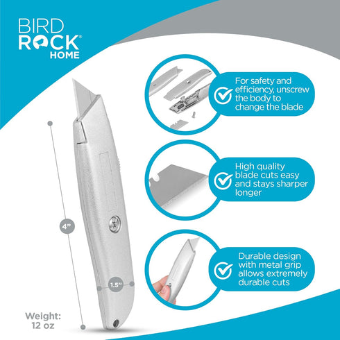 INTERNET'S BEST Premium Utility Knife Set | Retractable Box Cutter with Metal Handle | Heavy-Duty Cutting for Cardboard, Carpet, Plastic | Retract...