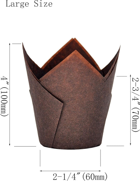 Large Greaseproof paper Wrappers Muffin Baking cupcake cups liners, 2-1/4" x 4" Natural,Brown,White 3 colours in a box Tulip Baking Cups Holders 1...