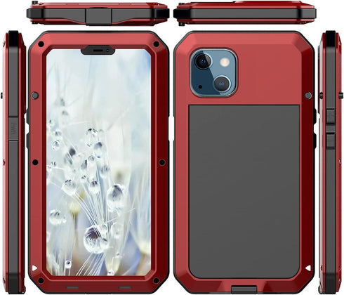 Marrkey for iPhone 13 Case, 360 Full Body Protective Cover Heavy Duty Shockproof Tough Armour Aluminum Alloy Metal Case with Silicone Built-in Scr...