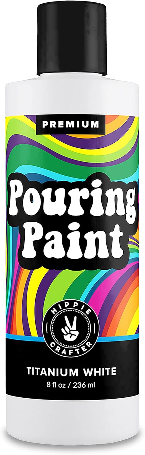 White Pouring Paint Acrylic Pouring for Pour Art and Flow Painting 8oz 236 ml Bottle Titanium White...