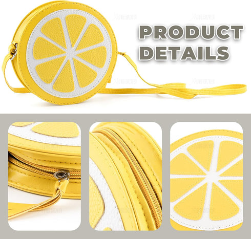 AUEAR, Lemon Lime Fruit Shaped Round Cute Fashion Personality Cross Body Bag Purse for Women Female, Yellow...