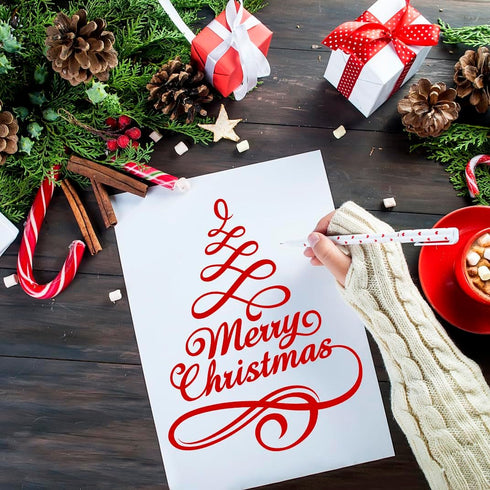 Christmas Welcome Stencils for Painting on Wood,Let It Snow Stencil for Porch Sign Merry Christmas Believe Snowman Drawing Templates for Shirts Pi...