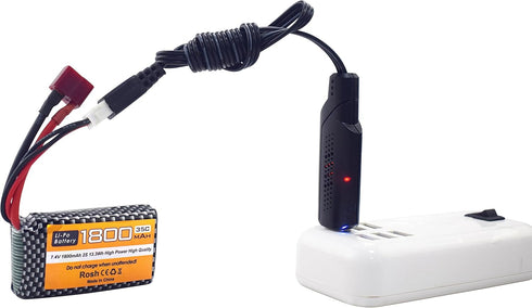 2PCS 7.4V 35C 1800mAh Lithium Battery with USB Charging Cable for WLTYOS K929-B A959-B 12401 12402 12403 12404 12423 12428 144001 1/18 1/14 1/12 R...
