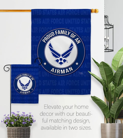 Breeze Decor Proud Family Airman Garden Flag Armed Air Force USAF United State American Military Veteran Retire Official House Decoration Banner S...