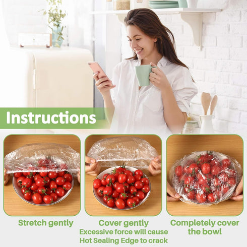 100 Bowl Covers Bread Proofing - Large Plastic Wrap for Food Sourdough Bread Baking Bread Rising Elastic Reusable Plate Covers Outdoor Food Fresh ...