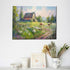 Highland Cow at Old Barn Farm Landscape Canvas Framed Wall Art Wall Decor Farmhouse Country Flower Floral House Prints Painting Picture Artwork fo...