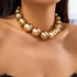 Dainty Big Ball Beaded Choker Necklace Boho Chunky Bib Chain Necklace Hip Hop Punk Statement Heavy Necklace Accessories for Women Girls...