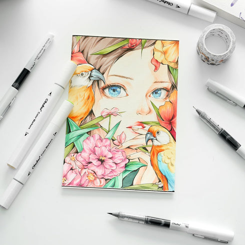 Ohuhu Liquid Fineliner Drawing Pens: 9 Sizes Liquid Fineliner Pens Pigment Black Ink Micro Pens Assorted Point Sizes Smooth Writing for Drawing Sk...
