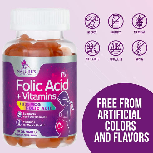 Prenatal Gummy Vitamins for Women, Prenatal Multivitamin with Folic Acid for Fetal Support, Vitamin A, C, D3, B12 & B6, Nature's Pregnancy Vitamin...