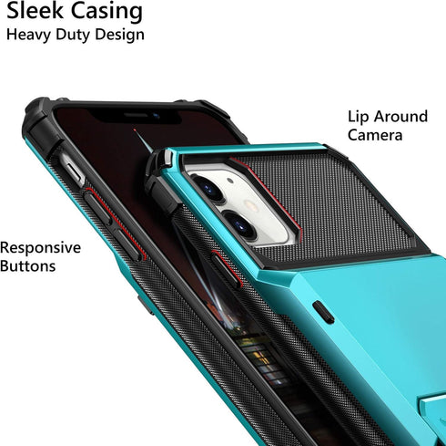 Vofolen Compatible with iPhone 12 Mini Case 5G Wallet 4-Card Slot Credit Card Holder Flip Door Hidden Pocket Anti-Scratch Dual Layer Hybrid Bumper...