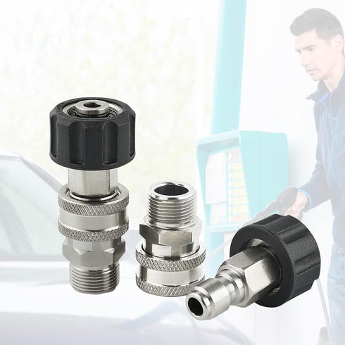 Pressure Washer Adapter Set, M22 14mm to 3/8 Inch Quick Connect, Pressure Washer Quick Connect Fittings, Stainless Steel...
