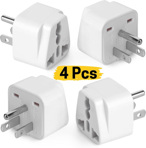 Bates- Universal Adapter, 4 Pack, Travel Adapter, UK to US Plug Adapter, Universal Plug Adapter Plug, Universal Travel Adapter, European to Americ...