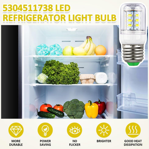 KEI D34L Refrigerator Bulb Replacement for Frigidaire Kenmore Electrolux 5304511738 LED Refrigerator Replace PS12364857 AP6278388 4584444 (110V-24...