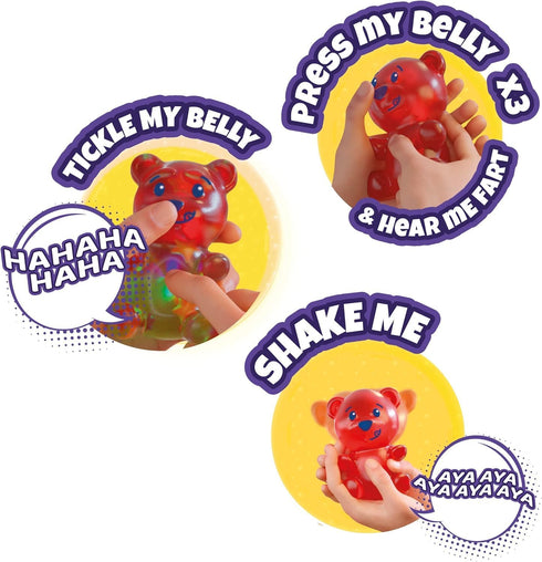 Eolo Toys - Gummymals Red. Interactive Super Squishy Gummy Bear Style pet with Over 20 Sounds and Reactions for Children Aged 4 and Up...