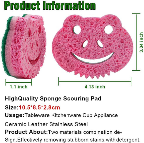 SmilePowo 12 Pack Scrub Sponge,Bulk Sponges,Dual-Sided Multi-Functional Premium Cleaning Sponges,Dishwashing Sponge for Heavy Duty Scouring Pads,B...