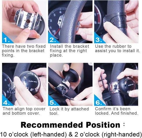 Hypersonic Vehicle Power Handle Car Steering Wheel Spinner Accessory Knob Universal Fit for Car (Silver)...