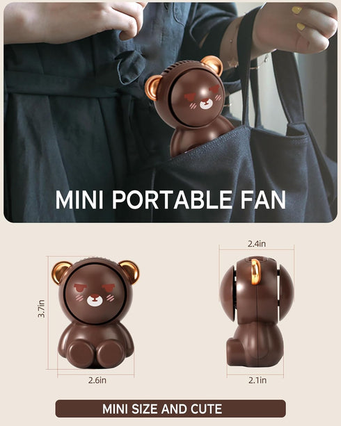 Bear Fan, Portable Neck Fan, Cute Handheld Fan, Rechargeable Battery Powered Fan, 2 Speed Wind, Bladeless Design, Exquisite Appearance, Gift for K...