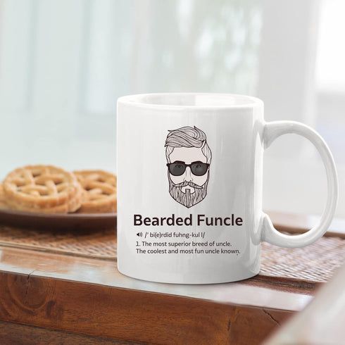 Panvola Bearded Funcle Definition Mug Uncle Gifts From Niece Nephew Brother Sister Father's Day Funny Bearded Uncle Ceramic Coffee Cup 11 oz White...