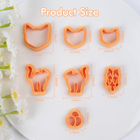 Puocaon Cat Polymer Clay Cutters - 7 Pcs Clay Cutters for Polymer Clay Jewelry, Cute Balloon Kitten Clay Earring Cutters, Cat Face Shape Polymer C...