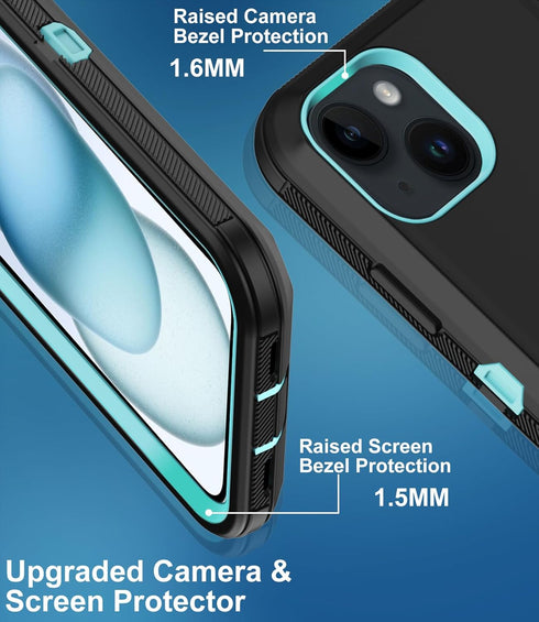 for iPhone 15 Plus Case, with Built in Screen Protector Heavy Duty Drop Protection, Full Body Rugged Shockproof Dust Proof Protective Phone Cover ...