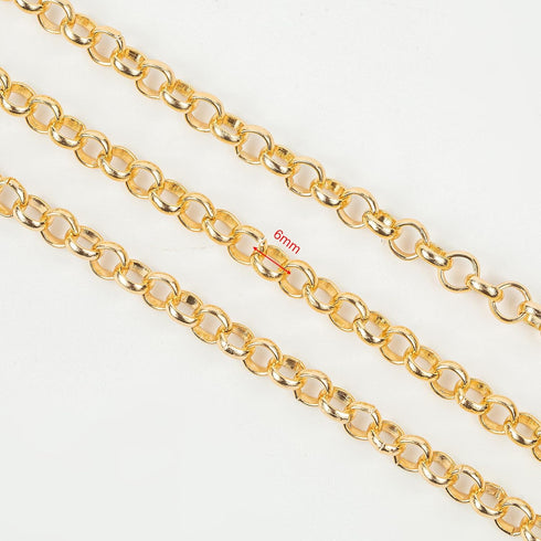 YOUBEIYEE 10 Meters Gold Plated Chain for Jewelry Making, Aluminum Rolo Necklace Chain for Men and Women Lightweight Craft Chain Roll...