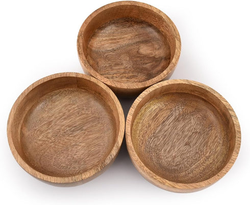 Mango Wood Round bowl Perfect for Nuts, Candy, Appetizer, Snacks, Olive and Salsa. Looks Absolutely Beautiful With Your Kitchen Setting. (5" x 5" ...
