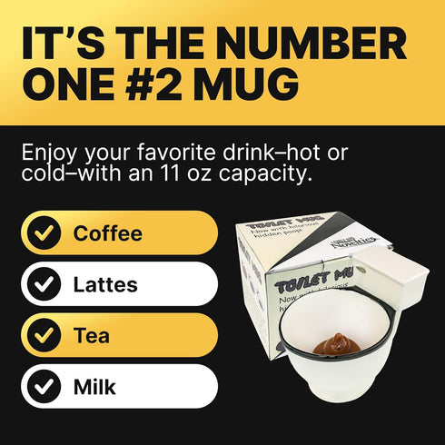 Fairly Odd Novelties Ceramic Toilet Coffee Mug - Now With Hidden Poop 11-Ounces, White...