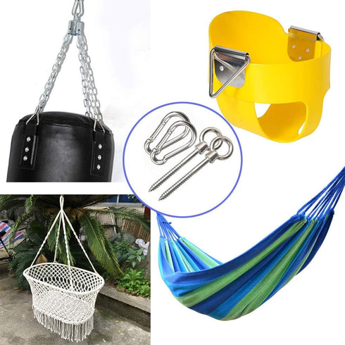 Hammock Hanging Kit, 2 Pack Hammock Chair Hook eye Hooks Heavy Duty Hooks Stainless Steel Hammock Hook Carabiner Set Swing Hardware for Hanging Yo...