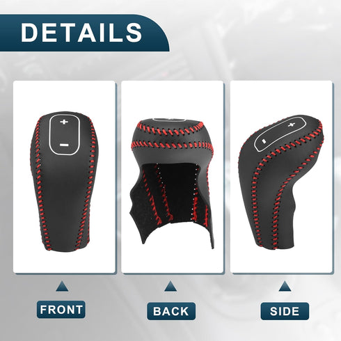 Gear Shift Knob Cover for Buick Encore 13-15 with Red Stitches Durable | Interior Transmission Shifter Boot Lever Cover Black Faux Leather 1 Pcs...
