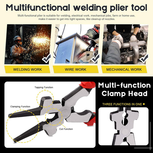 8" 6 Function MIG Welding Pliers, Dual-Sided Gage Standard Metal Gauge Measurement and Tungsten Carbide Scriber for Metal Sheet (3 Pack)...