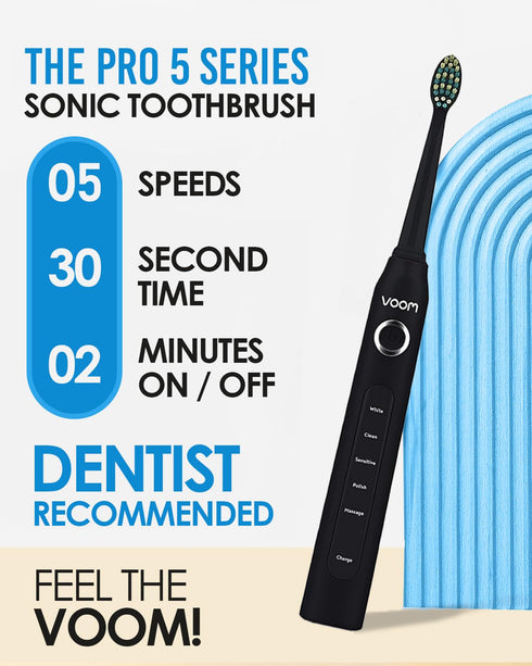 Voom Sonic Pro 5 Electric Toothbrush for Adults - Ultrasonic Electric Toothbrushes with Replacment Brush Head, Dentist Recommended Power Sonic Too...