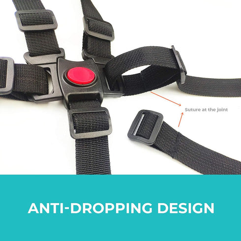 5 Point Harness Seat Belt?Adjustable Baby Seat Belt Full Protection Security Harness Seatbelt for High Chair and Pushchair Black...