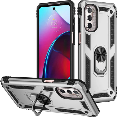 Military Grade Drop Impact for Moto G Stylus 5G 2022 Case 360 Metal Rotating Ring Kickstand Holder Armor Heavy Duty Shockproof Case for Motorola M...
