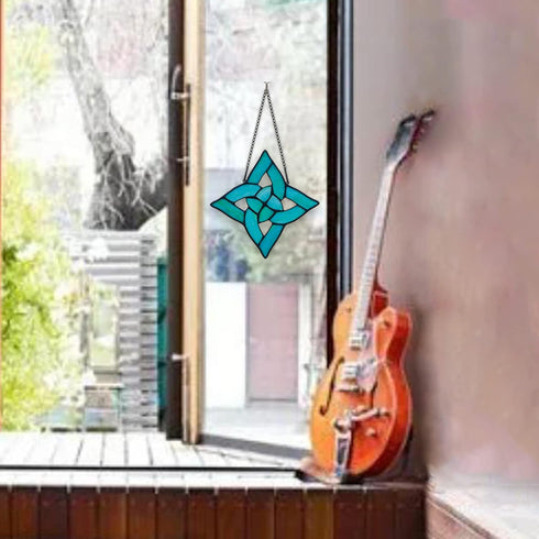 Celtic Trinity Knot Stained Glass Window Hanging Suncatcher Ornament,Irish Decoration Handmade Birthday Gifts for Women Parents Aunt Sister,St Pat...