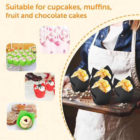 Baking Cups 100Count Cupcake Liners Standard Tulip Baking Paper Cupcake Greaseproof Muffin Liners for Wedding Birthday Christmas Party Baby Shower...