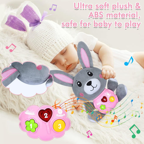 Baby Toys 6 to 12 Months - Musical Infant Baby Toys 0-6 Months Newborn Plush Rabbit Toys - Light Up Baby Toys for 1 Year Old Boys & Girls Babies T...