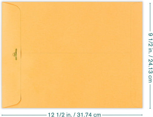 EnDoc 9 1/2 x 12 1/2 Clasp Envelopes - 10 Pack - Brown Kraft Catalog Envelopes Gummed Seal Closure – 28lb Heavyweight Paper 9.5x12.5 inch Envelope...