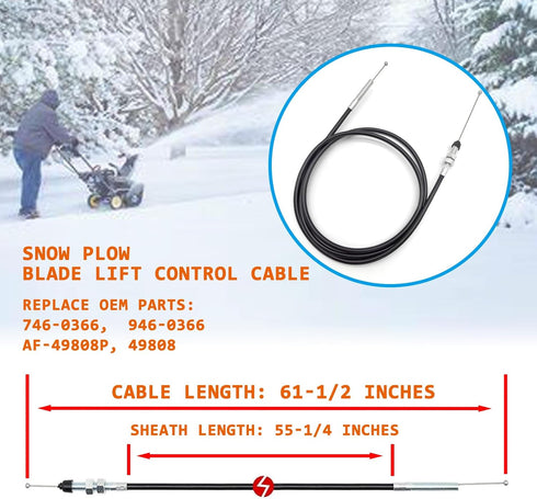 746-0366 Snow Plow Blade Lift Control Cable fits Agri-Fab MTD John Deere SnowBlowers for Craftsman Tractors Replaces 946-0366 49808 AF-49808P...