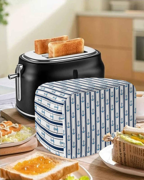 Nautical Anchor 2 Slice Toaster Cover Small Appliance Cover Toaster Dustproof Fingerprint Protectors Machine Washable, Black White Geometric Strip...